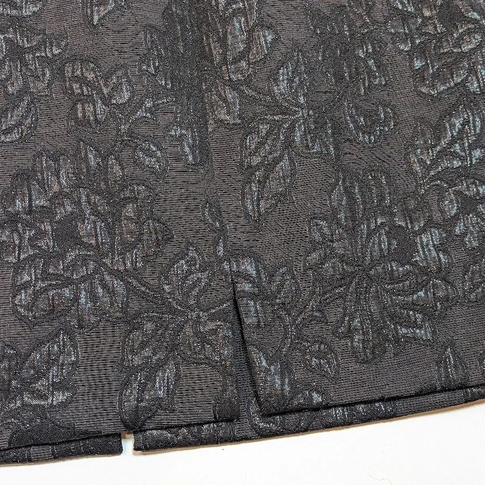Vintage Black Floral Jacquard Square-Neck Dress - Picture 3 of 9